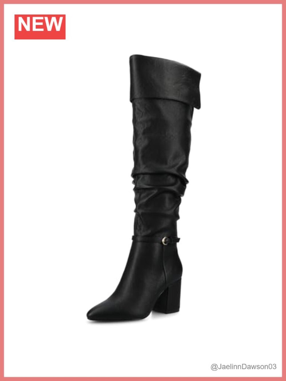Journee Collection Faux Leather Over-the-Knee Boots Almond Toe Block Heel Zip